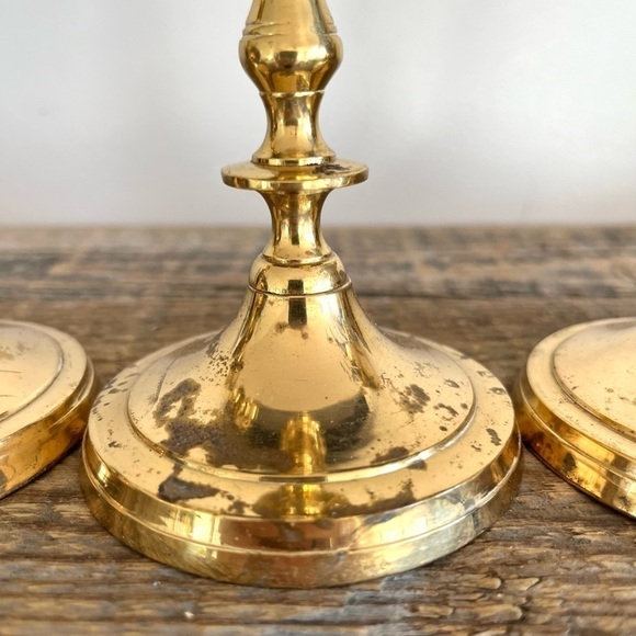 Brass candlesticks set of 3 - Picture 3 of 7